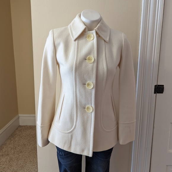 Jason Kole Jackets & Blazers - Jason Kole cream wool blend winter coat size XS petite